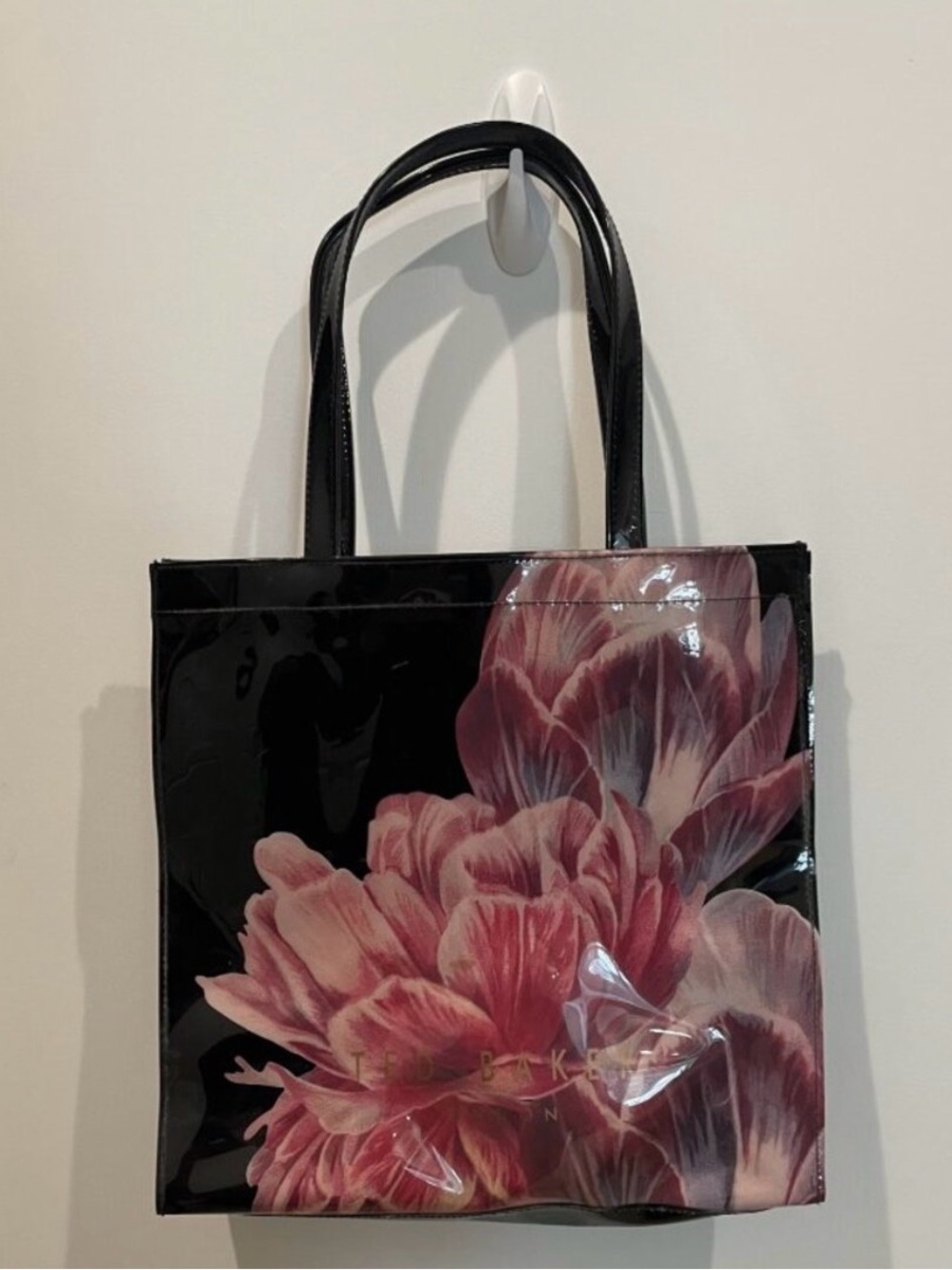 TED BAKER Black Tote with Pink Floral Artwork